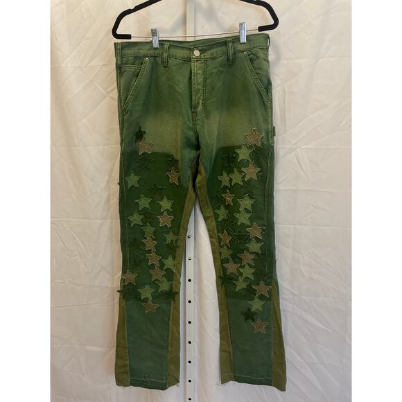 MNML B541 Star Flare Denim Pants - Mens Size 32 - Green